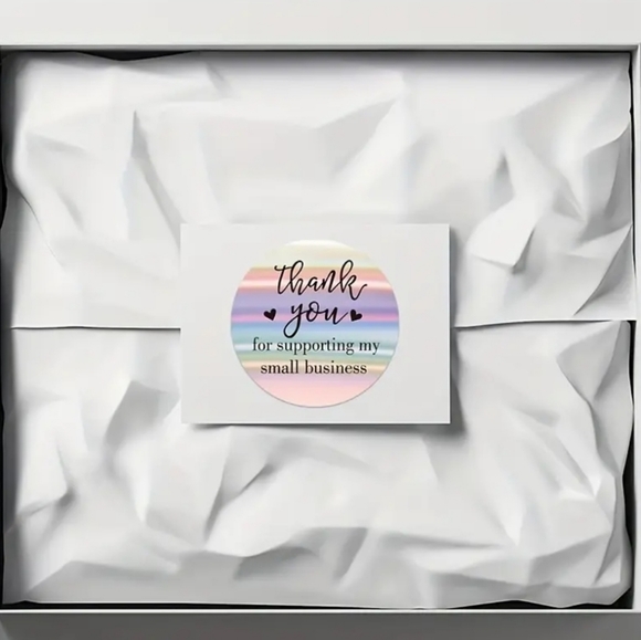 100pk DELIGHT YOUR CUSTOMERS W/ COLORFUL HOLOGRAPHIC THANK YOU CARDS & LABELS - Picture 10 of 12